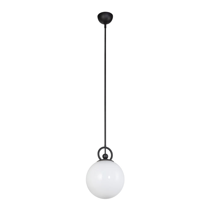 Fiore One Light Pendant Matte Black/Glossy Opal Glass-Mini Pendants-Alora-Lighting Design Store