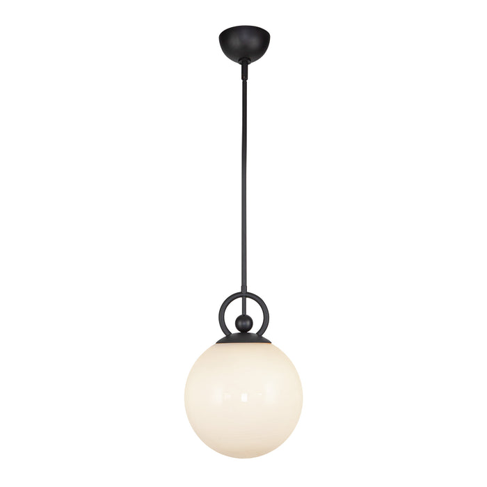 Fiore One Light Pendant Matte Black/Glossy Opal Glass-Mini Pendants-Alora-Lighting Design Store
