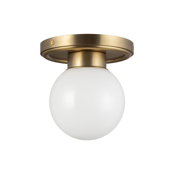 Fiore One Light Semi-Flush Mount Brushed Gold/Glossy Opal Glass-Flush Mounts-Alora-Lighting Design Store
