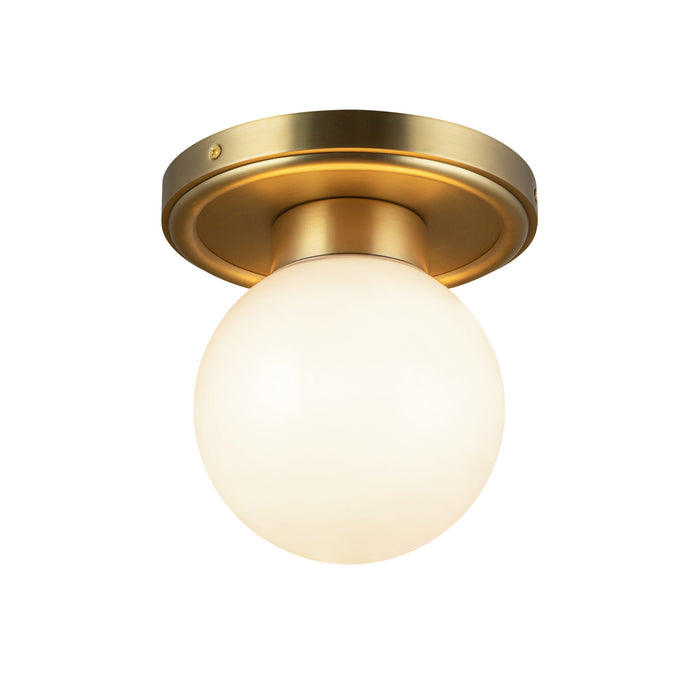 Fiore One Light Semi-Flush Mount Brushed Gold/Glossy Opal Glass-Flush Mounts-Alora-Lighting Design Store