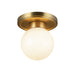 Fiore One Light Semi-Flush Mount Brushed Gold/Glossy Opal Glass-Flush Mounts-Alora-Lighting Design Store
