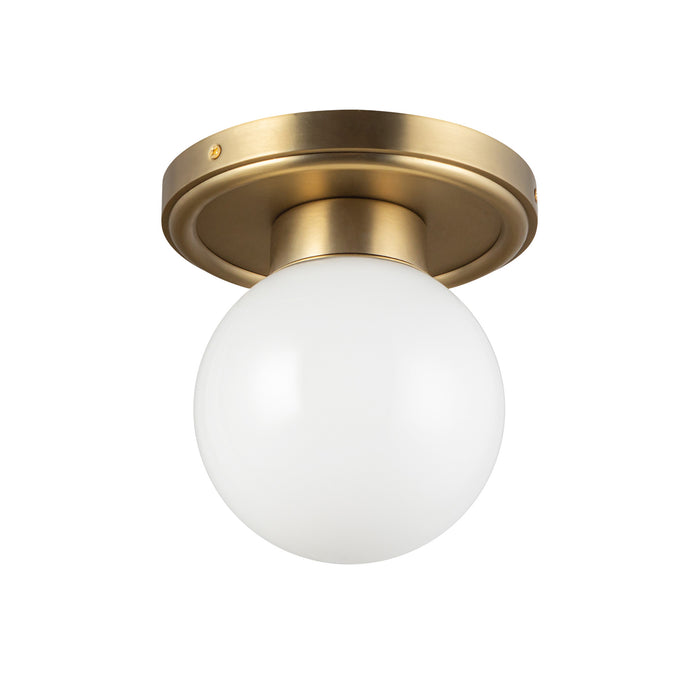 Fiore One Light Semi-Flush Mount Brushed Gold/Glossy Opal Glass-Flush Mounts-Alora-Lighting Design Store