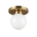 Fiore One Light Semi-Flush Mount Brushed Gold/Glossy Opal Glass-Flush Mounts-Alora-Lighting Design Store