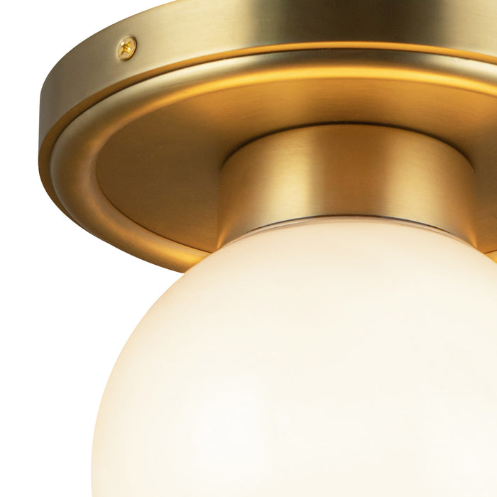Fiore One Light Semi-Flush Mount Brushed Gold/Glossy Opal Glass-Flush Mounts-Alora-Lighting Design Store