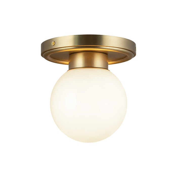 Fiore One Light Semi-Flush Mount Brushed Gold/Glossy Opal Glass-Flush Mounts-Alora-Lighting Design Store