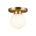 Fiore One Light Semi-Flush Mount Brushed Gold/Glossy Opal Glass-Flush Mounts-Alora-Lighting Design Store