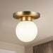 Fiore One Light Semi-Flush Mount Brushed Gold/Glossy Opal Glass-Flush Mounts-Alora-Lighting Design Store