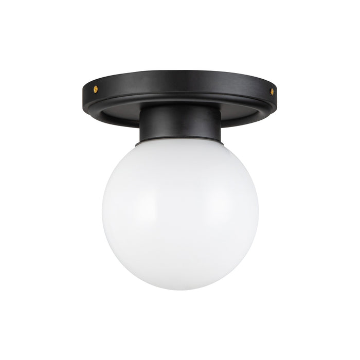 Fiore One Light Semi-Flush Mount Matte Black/Glossy Opal Glass-Flush Mounts-Alora-Lighting Design Store