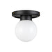 Fiore One Light Semi-Flush Mount Matte Black/Glossy Opal Glass-Flush Mounts-Alora-Lighting Design Store