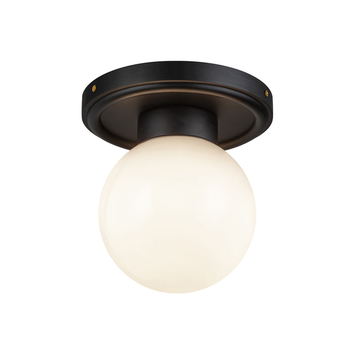 Fiore One Light Semi-Flush Mount Matte Black/Glossy Opal Glass-Flush Mounts-Alora-Lighting Design Store