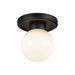 Fiore One Light Semi-Flush Mount Matte Black/Glossy Opal Glass-Flush Mounts-Alora-Lighting Design Store