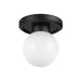 Fiore One Light Semi-Flush Mount Matte Black/Glossy Opal Glass-Flush Mounts-Alora-Lighting Design Store