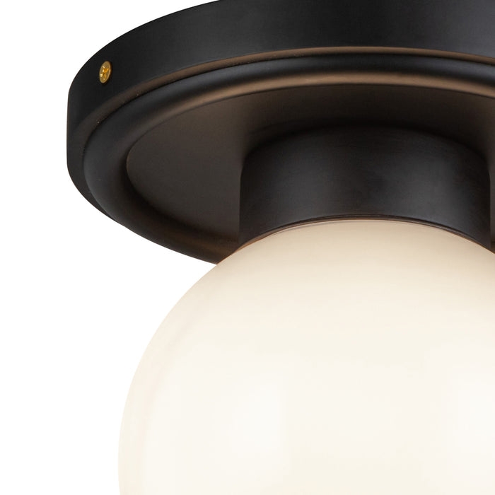 Fiore One Light Semi-Flush Mount Matte Black/Glossy Opal Glass-Flush Mounts-Alora-Lighting Design Store