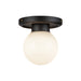 Fiore One Light Semi-Flush Mount Matte Black/Glossy Opal Glass-Flush Mounts-Alora-Lighting Design Store