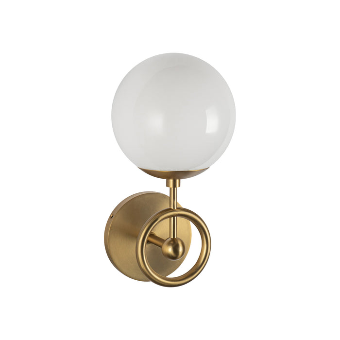 Fiore One Light Wall Vanity Brushed Gold/Glossy Opal Glass-Sconces-Alora-Lighting Design Store