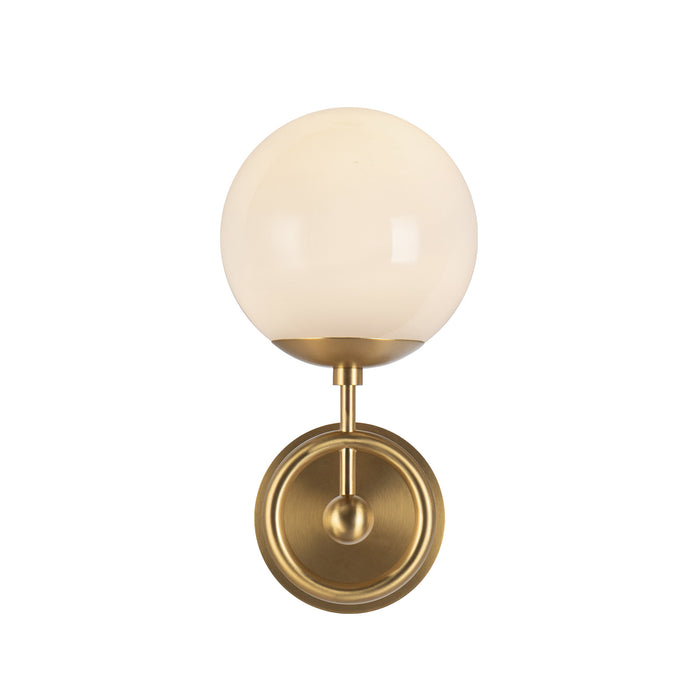 Fiore One Light Wall Vanity Brushed Gold/Glossy Opal Glass-Sconces-Alora-Lighting Design Store
