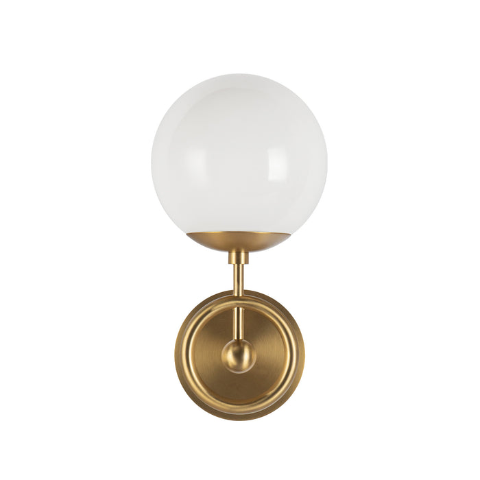 Fiore One Light Wall Vanity Brushed Gold/Glossy Opal Glass-Sconces-Alora-Lighting Design Store
