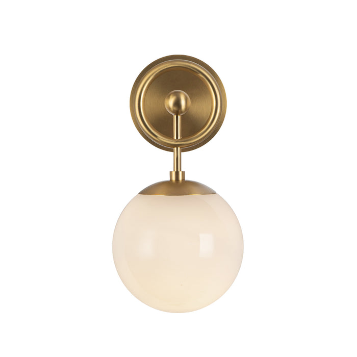 Fiore One Light Wall Vanity Brushed Gold/Glossy Opal Glass-Sconces-Alora-Lighting Design Store