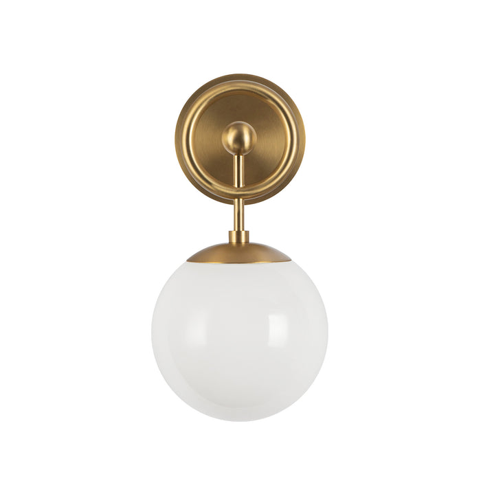 Fiore One Light Wall Vanity Brushed Gold/Glossy Opal Glass-Sconces-Alora-Lighting Design Store