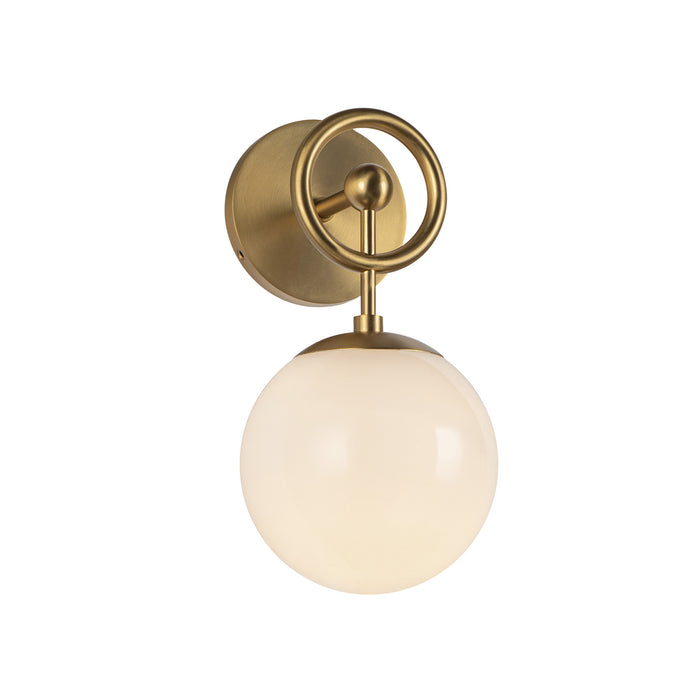 Fiore One Light Wall Vanity Brushed Gold/Glossy Opal Glass-Sconces-Alora-Lighting Design Store
