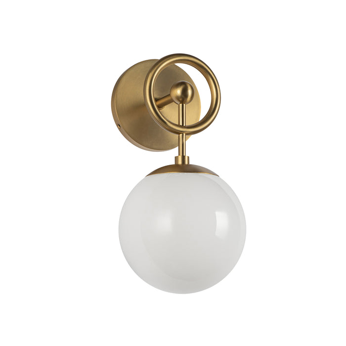 Fiore One Light Wall Vanity Brushed Gold/Glossy Opal Glass-Sconces-Alora-Lighting Design Store