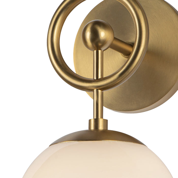 Fiore One Light Wall Vanity Brushed Gold/Glossy Opal Glass-Sconces-Alora-Lighting Design Store