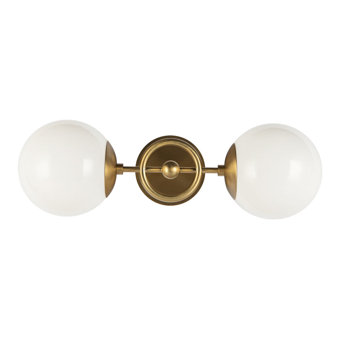 Fiore Two Light Wall Vanity Brushed Gold/Glossy Opal Glass-Sconces-Alora-Lighting Design Store