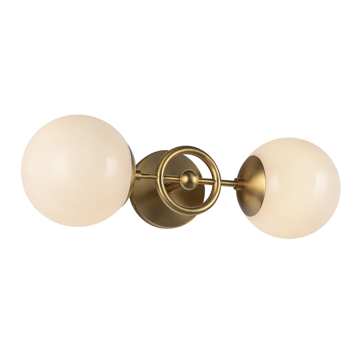 Fiore Two Light Wall Vanity Brushed Gold/Glossy Opal Glass-Sconces-Alora-Lighting Design Store