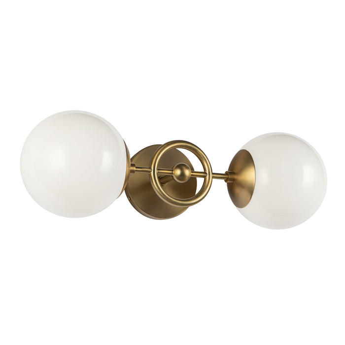 Fiore Two Light Wall Vanity Brushed Gold/Glossy Opal Glass-Sconces-Alora-Lighting Design Store