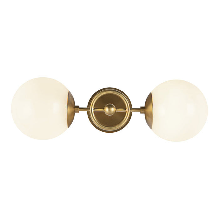 Fiore Two Light Wall Vanity Brushed Gold/Glossy Opal Glass-Sconces-Alora-Lighting Design Store