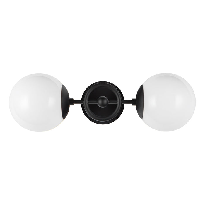 Fiore Two Light Wall Vanity Matte Black/Glossy Opal Glass-Sconces-Alora-Lighting Design Store