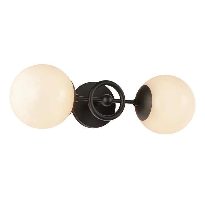Fiore Two Light Wall Vanity Matte Black/Glossy Opal Glass-Sconces-Alora-Lighting Design Store