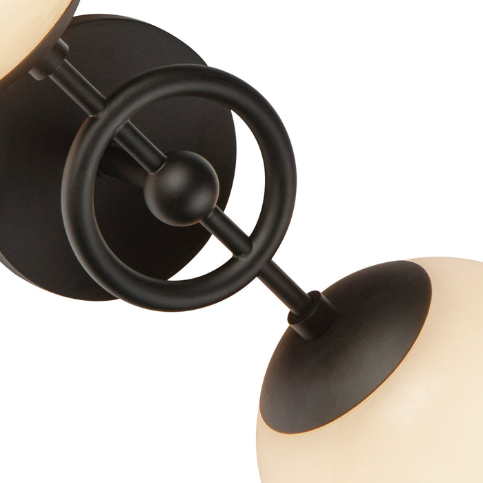 Fiore Two Light Wall Vanity Matte Black/Glossy Opal Glass-Sconces-Alora-Lighting Design Store