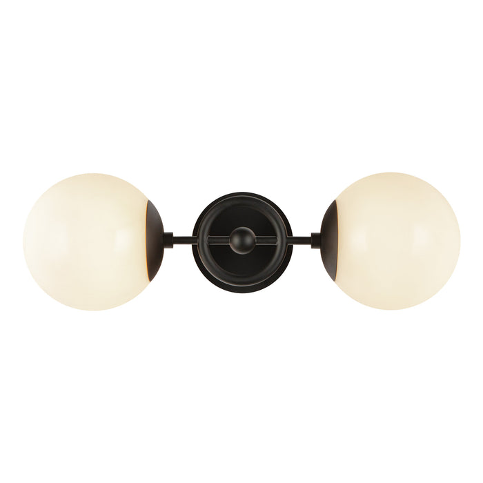 Fiore Two Light Wall Vanity Matte Black/Glossy Opal Glass-Sconces-Alora-Lighting Design Store