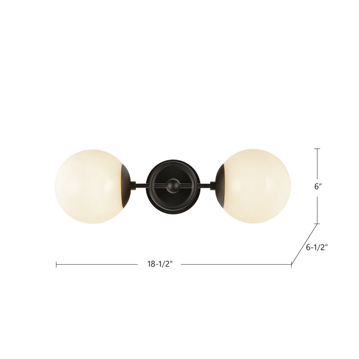Fiore Two Light Wall Vanity Brushed Gold/Glossy Opal Glass-Sconces-Alora-Lighting Design Store