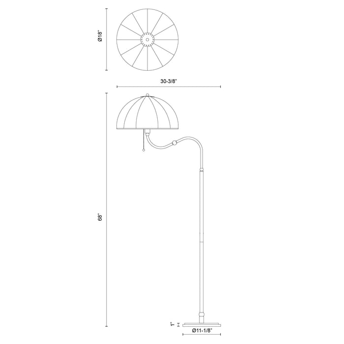 Crosby One Light Floor Lamp Brushed Gold-Lamps-Alora-Lighting Design Store