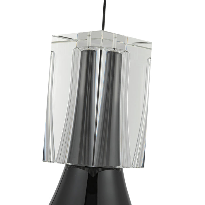 Floe LED Pendant Glossy Black/Clear Crystal-Mini Pendants-Kuzco Lighting-Lighting Design Store