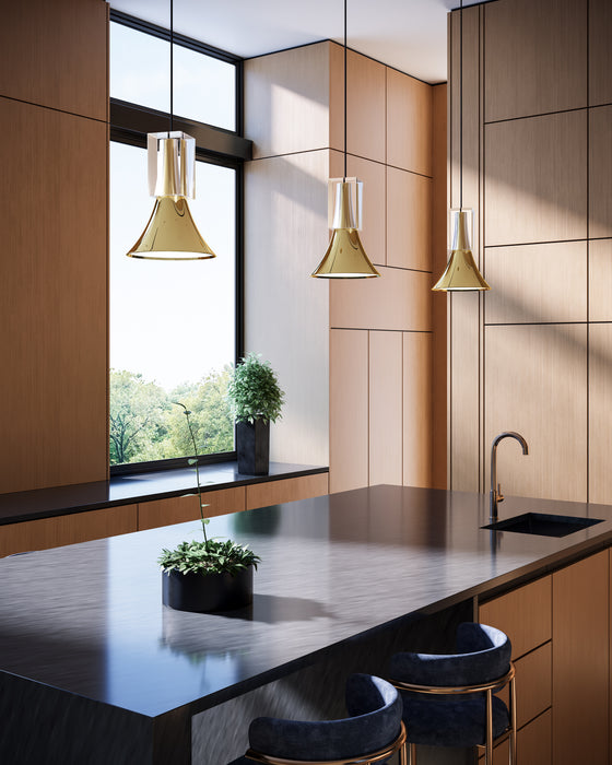 Floe LED Pendant Glossy Black/Clear Crystal-Mini Pendants-Kuzco Lighting-Lighting Design Store