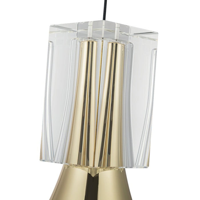 Floe LED Pendant Metallic Brass/Clear Crystal-Mini Pendants-Kuzco Lighting-Lighting Design Store