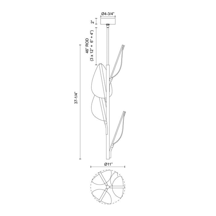 Flora LED Pendant Natural Brass-Foyer/Hall Lanterns-Alora-Lighting Design Store