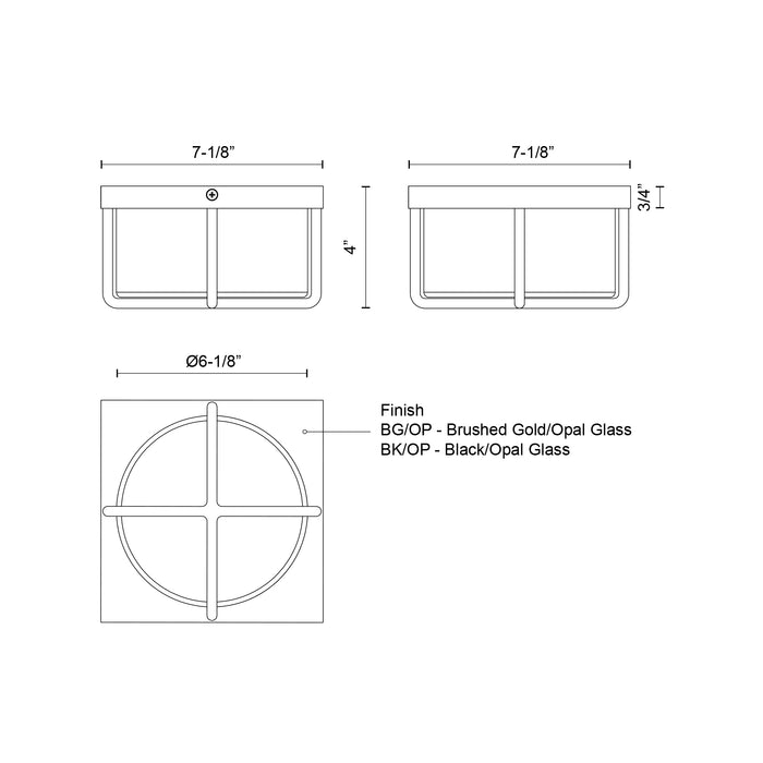 Regalo LED Flush Mount Black/Opal Glass-Flush Mounts-Kuzco Lighting-Lighting Design Store