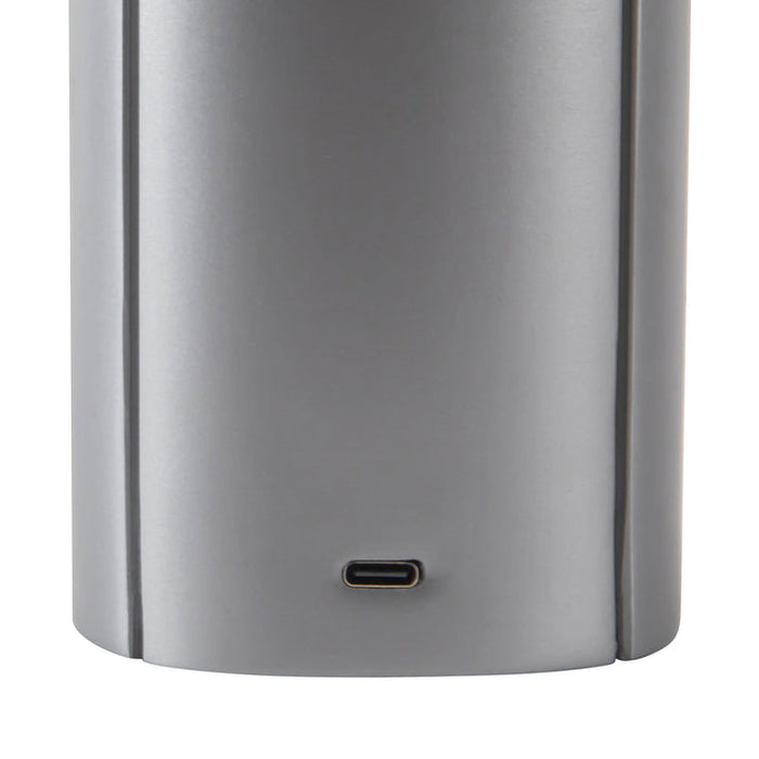 Close up of grey lamp and charger port