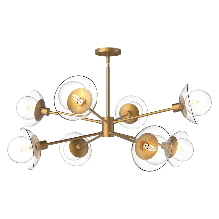 Francesca Eight Light Chandelier Aged Gold/Clear Glass-Large Chandeliers-Alora-Lighting Design Store