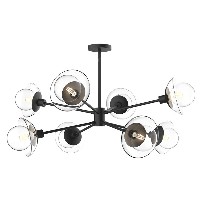 Francesca Eight Light Chandelier Clear Glass/Matte Black-Large Chandeliers-Alora-Lighting Design Store