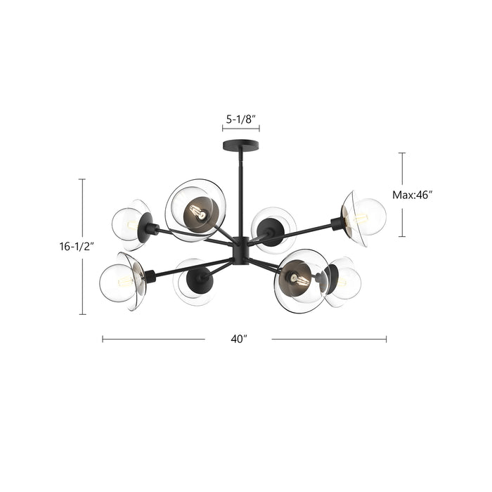 Francesca Eight Light Chandelier Aged Gold/Clear Glass-Large Chandeliers-Alora-Lighting Design Store