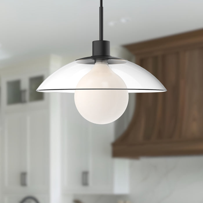 Francesca One Light Pendant Clear Glass/Matte Black-Pendants-Alora-Lighting Design Store