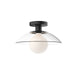 Francesca One Light Semi-Flush Mount Clear Glass/Matte Black-Semi-Flush Mts.-Alora-Lighting Design Store