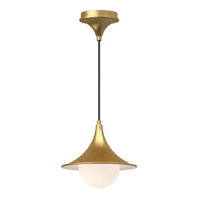 Fuji One Light Pendant Brushed Gold/Opal Matte Glass-Pendants-Alora-Lighting Design Store