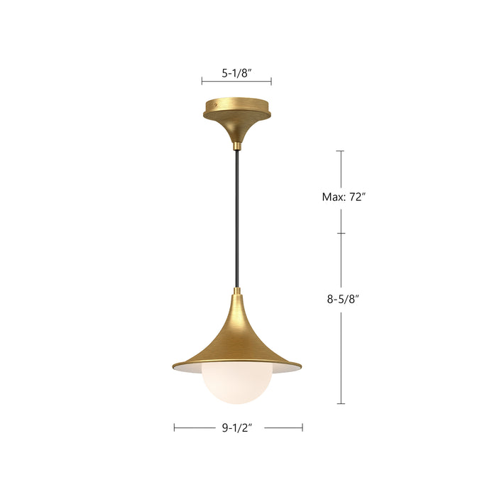Fuji One Light Pendant Brushed Gold/Opal Matte Glass-Pendants-Alora-Lighting Design Store