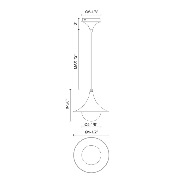 Fuji One Light Pendant Brushed Gold/Opal Matte Glass-Pendants-Alora-Lighting Design Store